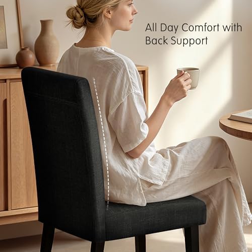 HOMYZOO Dining Chairs Set of 6, Upholstered Dining Room Chairs, Black