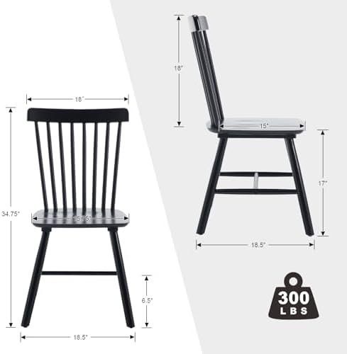 Windsor Dining Chairs Set of 4, Spindle Back Wooden Chairs