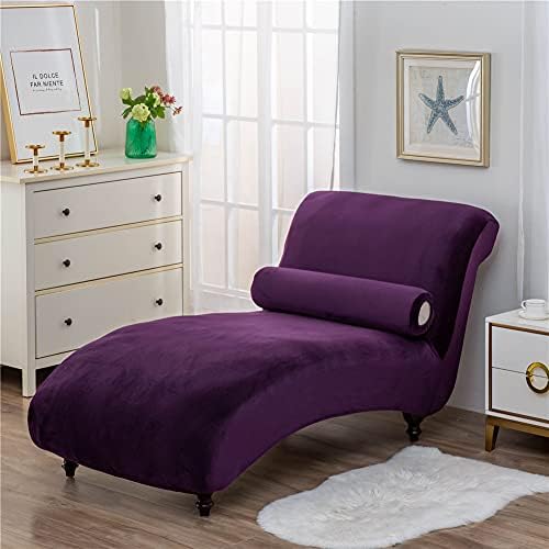 Velvet Chaise Longue Slipcover Luxury Chaise Chair Cover for Living Room Indo...