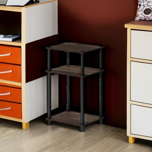 Furinno JUST Toolless 3-Tier Side Table, Open Shelf, Columbia Walnut