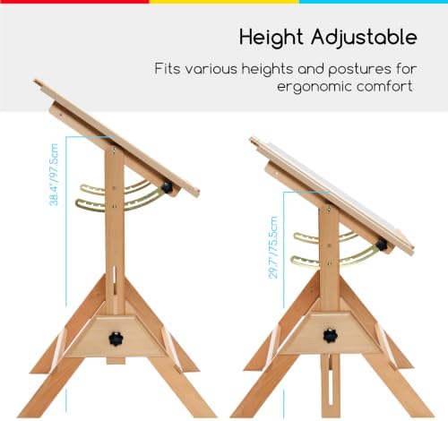 MEEDEN Wood Adjustable Drafting Table: 35.5" x 23.5" Art Drawing Desk