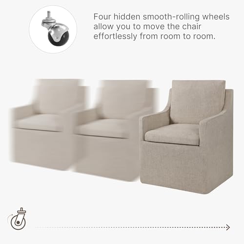 KISLOT Upholstered Dining Chairs Set of 1 with Casters, Sand