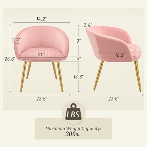 Accent Chairs Set of 2 Girls Desk Chair No Wheels Comfy for Makeup Vanity, 20...