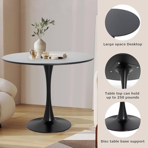 3-Pieces Dining Sets, 31.5" Round Dining Table with 2 Velvet Upholstered Dining Chairs,Silver Plated Legs Design for Kitchen Dining Room Apartment(1 Black Table with 2 Purple Chairs)