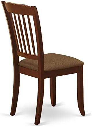 East West Furniture DLDA5-MAH-C 5 Piece Kitchen Table Set for 4 Includes a Round Dining Room Table with Dropleaf and 4 Linen Fabric Upholstered Dining Chairs, 42x42 Inch, Mahogany