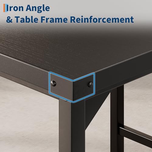 GarveeHome Dining Table Set for 2 with Corner Protector, Kitchen Table Set w/Footrest & Backrest, Counter Height Table with 2 Upholstered Bar Chairs, for Small Space, Retro Black