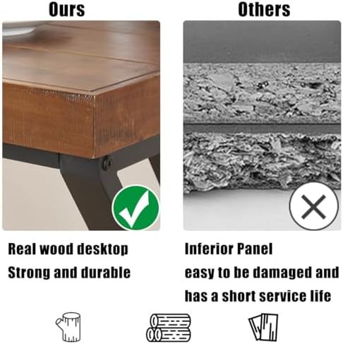 60" Real Wood Computer Desk, Natural Solid Wood Writing Desk