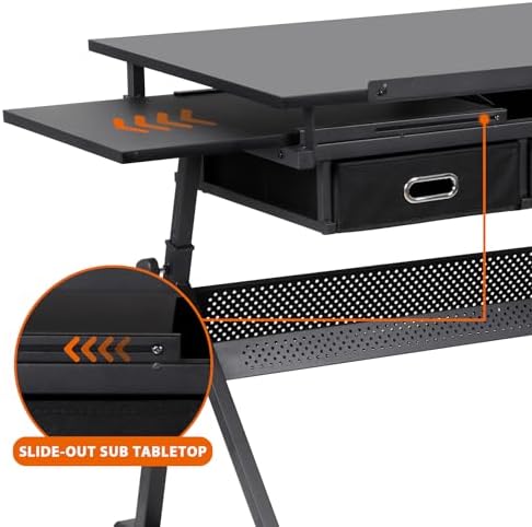 Nova Microdermabrasion Height Adjustable Drafting Table - Art/Craft Desk with Stool and 2 Slide Drawers for Reading, Writing, Crafting, Painting