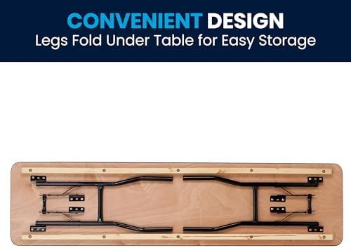 Flash Furniture 6 ft Wood Folding Clear Coat Rectangular Table, Clear