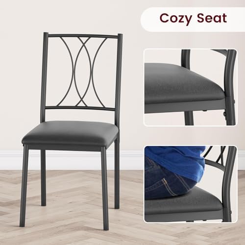 CABIHOME Dining Table Set - 5 Piece Rectangle Kitchen Table with 4 Upholstered Chairs, Perfect for Small Spaces & Apartments - Retro Gray