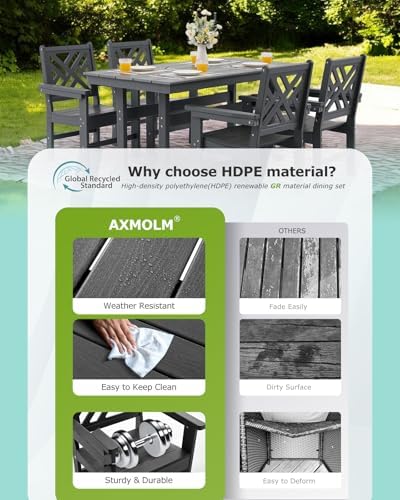 12 Piece HDPE Outdoor Dining Set for 10, Patio Dining Furniture Set with 2 Table and Umbrella Hole, Outdoor Table and Chairs for Garden, Poolside, Backyard, Deck