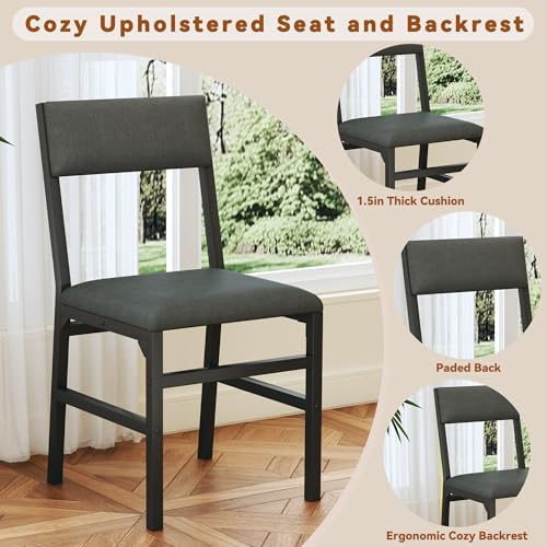 HUAHUU Round Dining Table Set for 4, 5-Piece Kitchen Table and Chairs for 4, 47'' Round Dining Room Table Set with 4 Chairs, Space Saving Dining Table with Wood Base for Kitchen, Living Room, Black