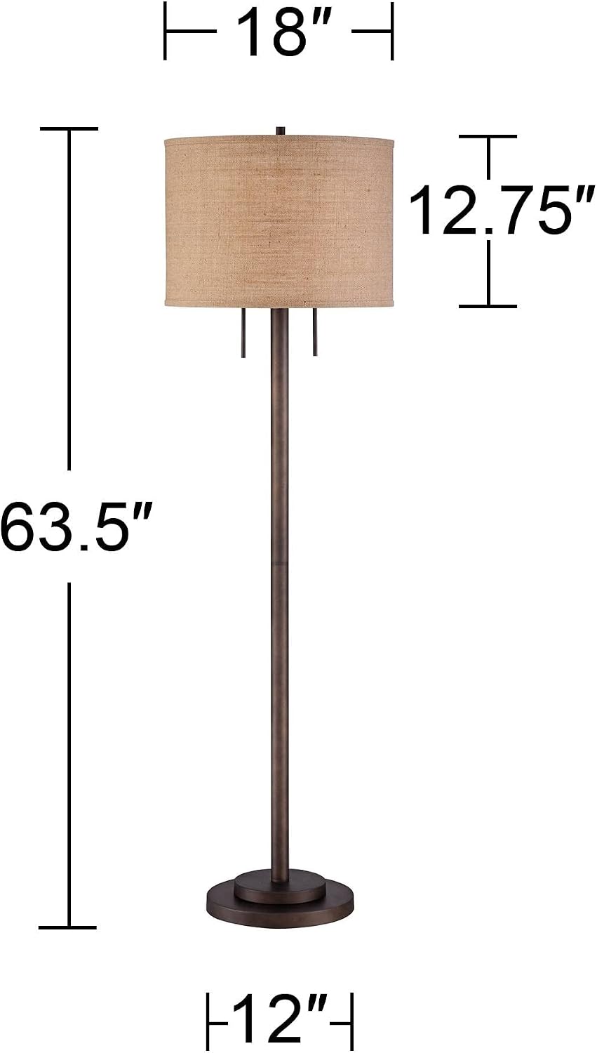 Garth 63 1/2" Tall Pull Chain Bronze and Burlap Floor Lamp