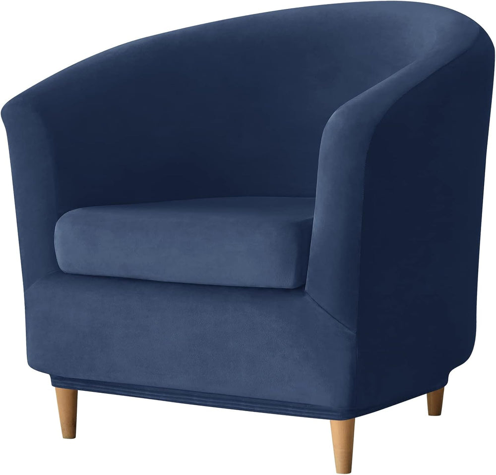 2 Piece Velvet Club Chair Slipcover Stretch Barrel Chair Covers Accent Chair ...