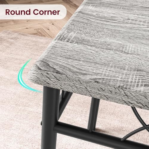 CABIHOME Dining Table Set - 5 Piece Rectangle Kitchen Table with 4 Upholstered Chairs, Perfect for Small Spaces & Apartments - Retro Gray
