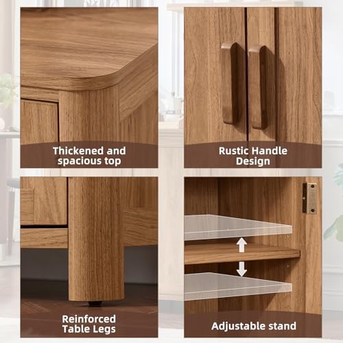 Joaxswe Sideboard Buffet Cabinet with Storage, 46" Arc-Shaped Credenza