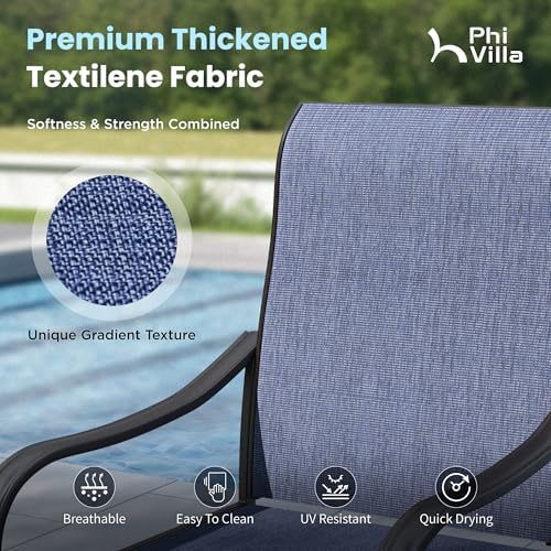 PHI VILLA Outdoor Dining Set with Umbrella for 6, Swivel Mesh Chairs