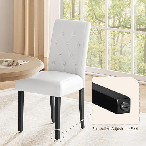 Yaheetech Dining Chairs Set of 6 Button Tufted Kitchen Chairs White