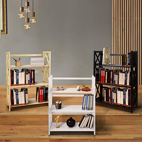 Casual Home Montego 3-Shelf Folding Bookcase, Natural , 27.5" Wide