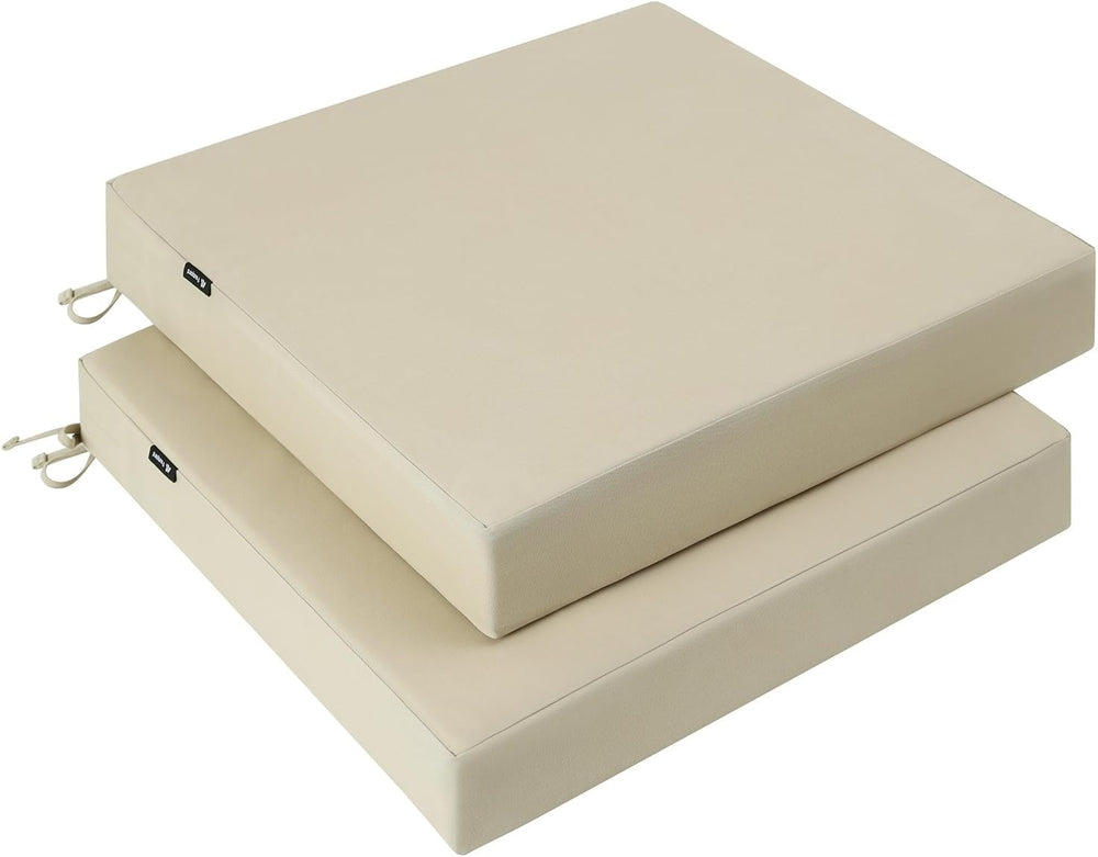 Favoyard Patio Chair Square Cushions Set of 2, Beige, 22 x 22 x 3 inches