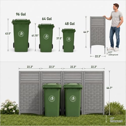 ADDOK Outdoor Privacy Screen, 45" H x 22" W Air Conditioner Fence, ...