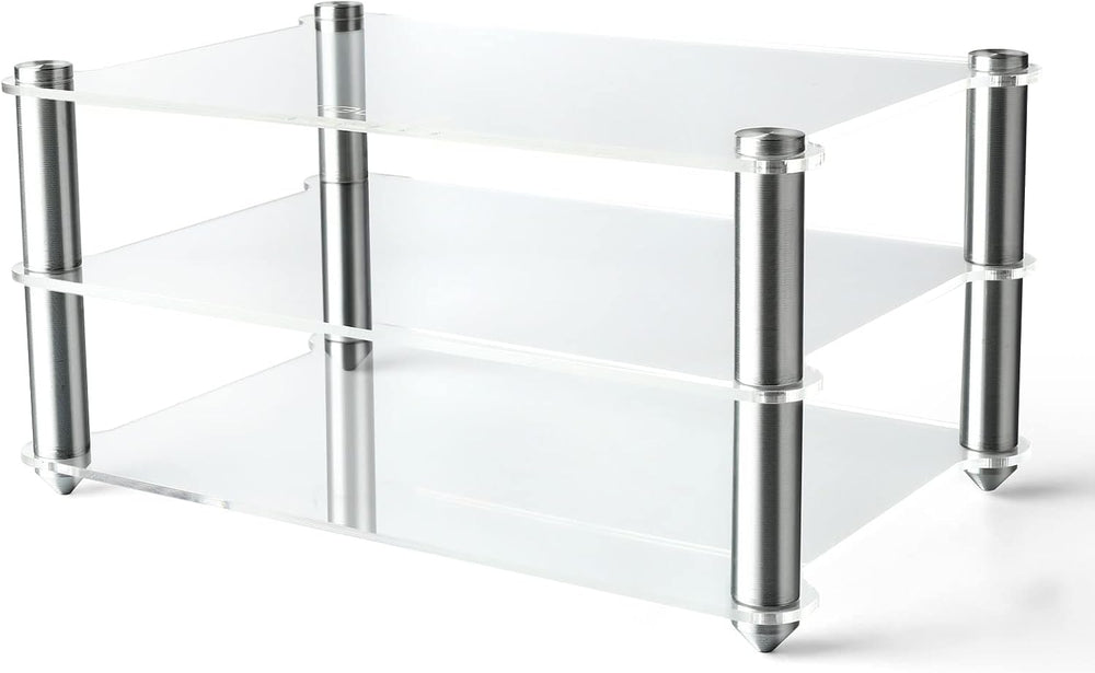 KGUSS Mini Audio Component Rack Acrylic 2-Layer Aluminium Holders Small Deskt...