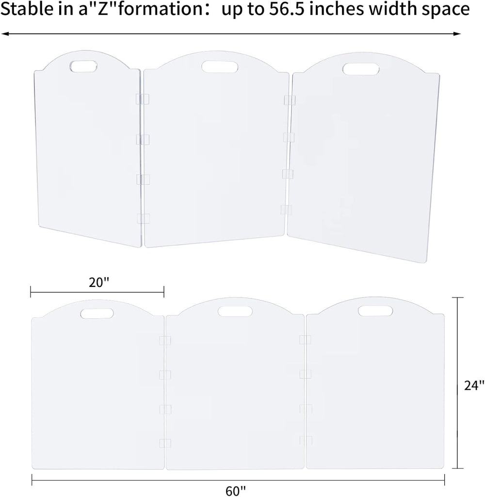 Clear Acrylic Freestanding Dog Gates for the House – Folding 3-Panel Pet Gate...