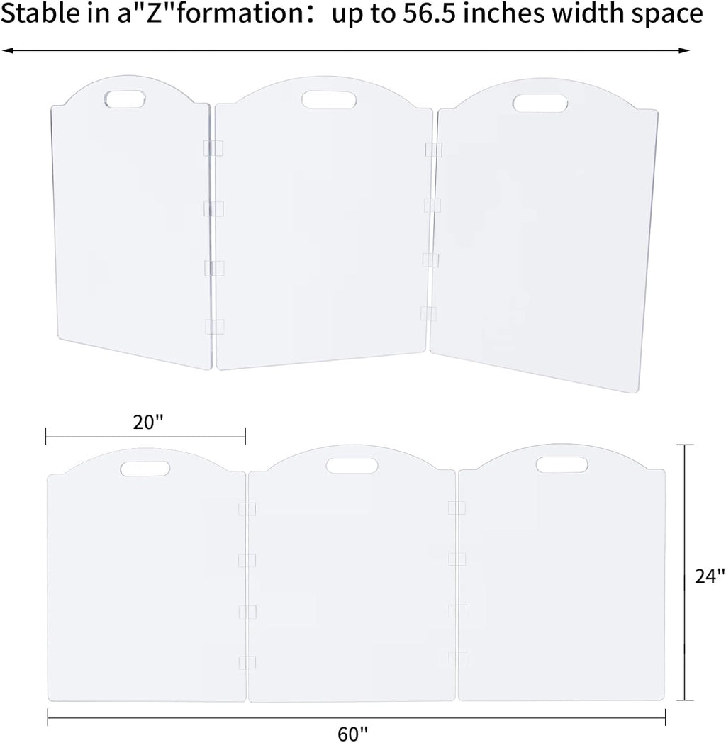 Clear Acrylic Freestanding Dog Gates for the House – Folding 3-Panel Pet Gates for Doorways, Indoor Stairs, and Hallways, Transparent Barrier for Dogs, Puppies, and Cats