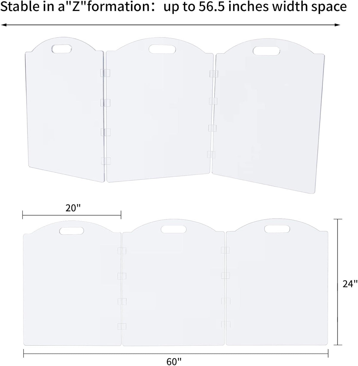 Clear Acrylic Freestanding Dog Gates for the House – Folding 3-Panel Pet Gates for Doorways, Indoor Stairs, and Hallways, Transparent Barrier for Dogs, Puppies, and Cats