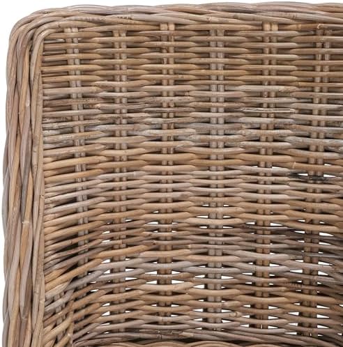 Safavieh Home Collection Caprice Grey 18-inch Wicker Dining Chair with Leather Handle (Set of 2)