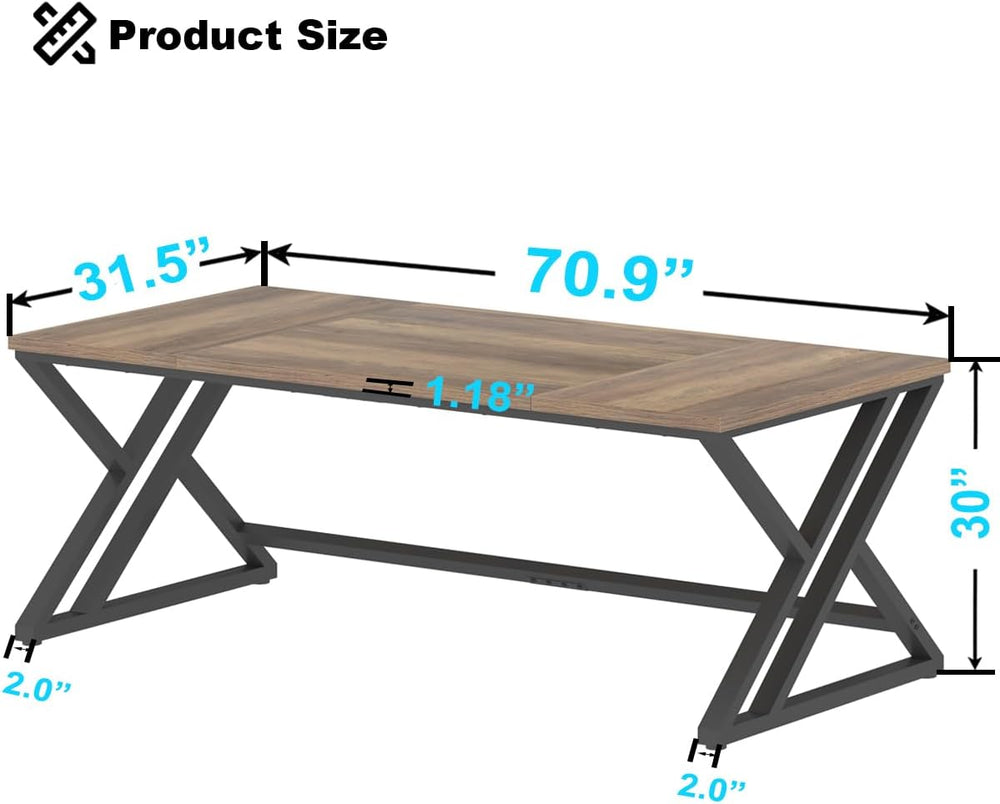 LVB Rustic Large Computer Desk, 70" Industrial Extra Long Home Office Desk