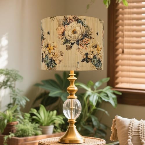 Rustic lamp shade Floral Butterfly Elegant Art decorative 11.8x9Inch