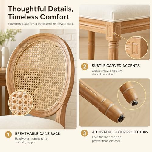 French Country Dining Chairs, Upholstered Dining Chairs Set of 4