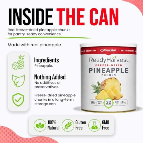 Ready Harvest Freeze-Dried Pineapple Chunks, #10 Can