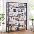 HOMISSUE Bookshelf, Industrial Double Wide 7-Tier Bookshelves, 84" Tall Bookcase with Open Shelves, Heavy Duty Bookcases with Storage for Living Room Home Office, Rustic Brown