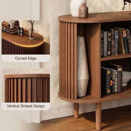 ONBRILL 55" Buffet Sideboard Cabinet with 2 Door/Adjustable Shelf, Walnut