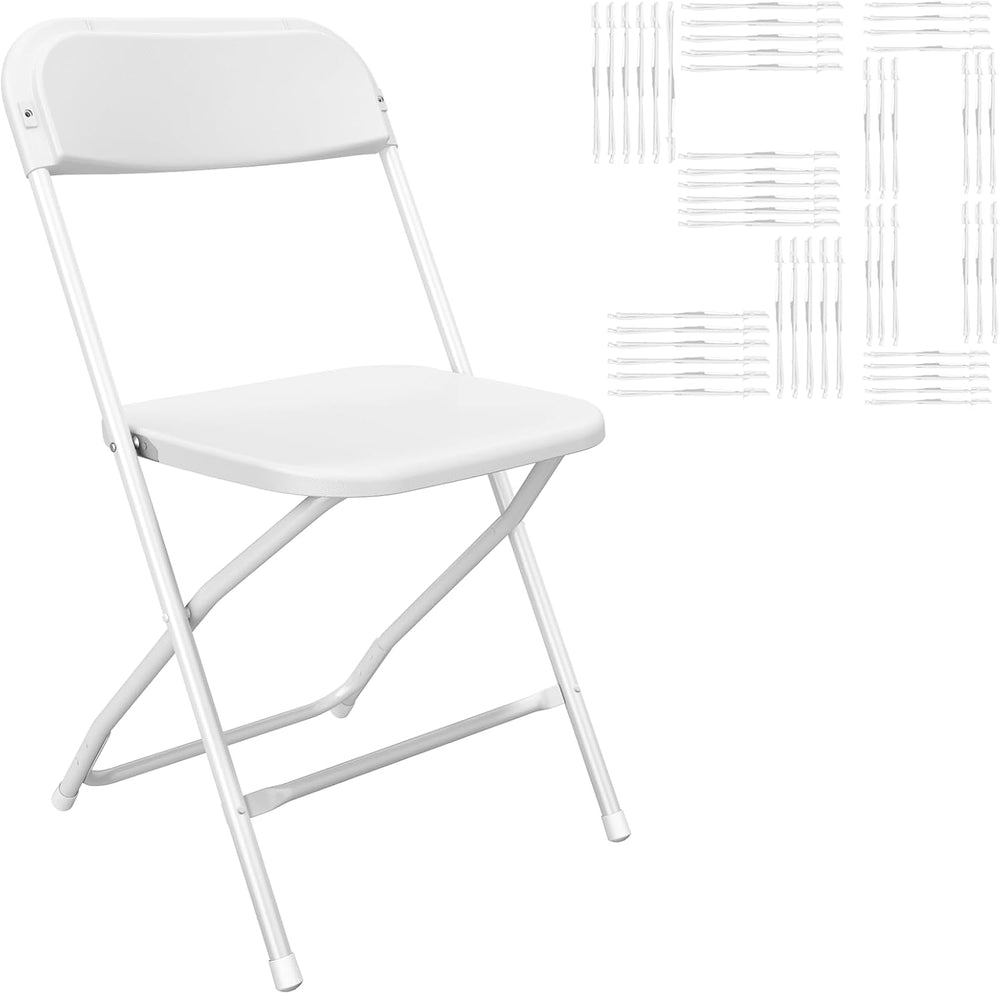 White Folding Chairs 50 Pack for Wedding Party School, 350lbs
