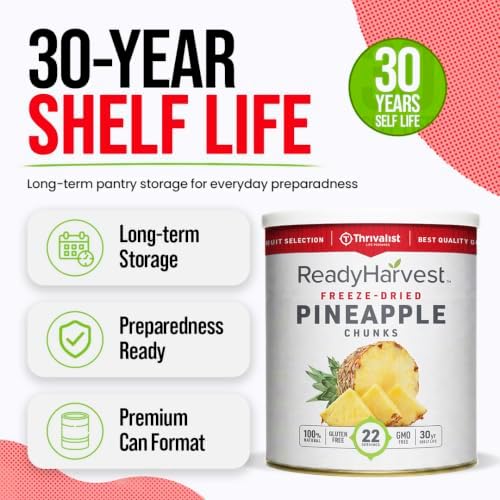 Ready Harvest Freeze-Dried Pineapple Chunks, #10 Can