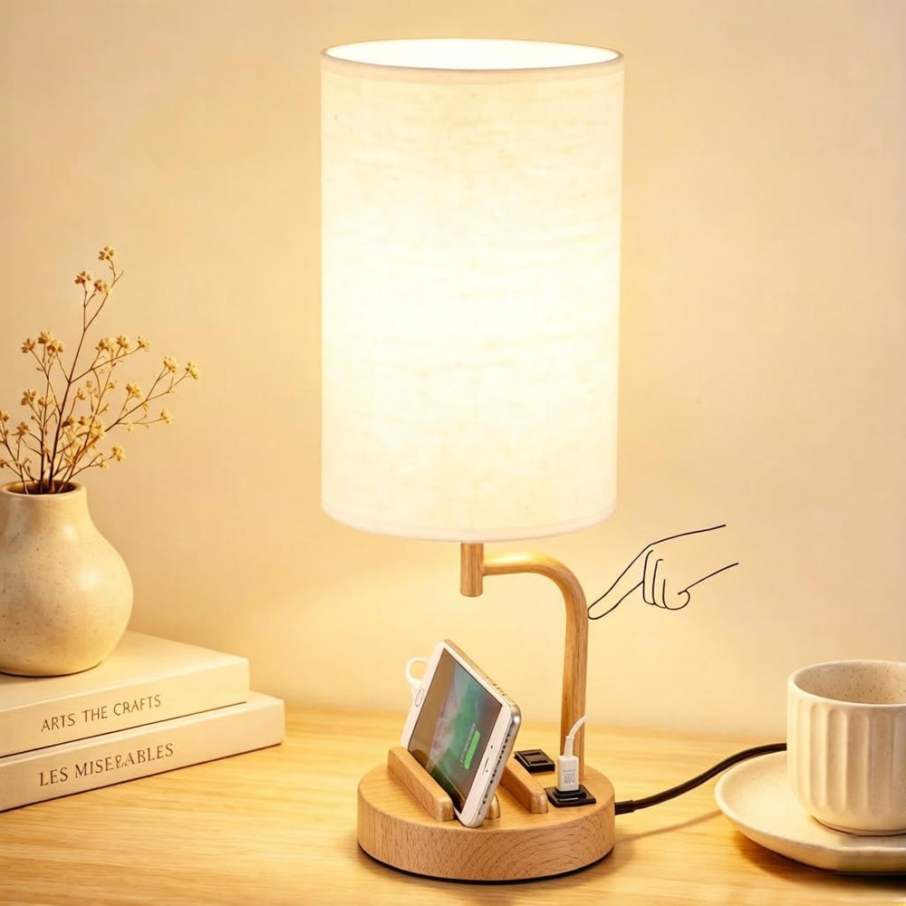 Dreamholder Touch Control USB Table Lamp with USB C/A & AC Outlet, 3-Way ...