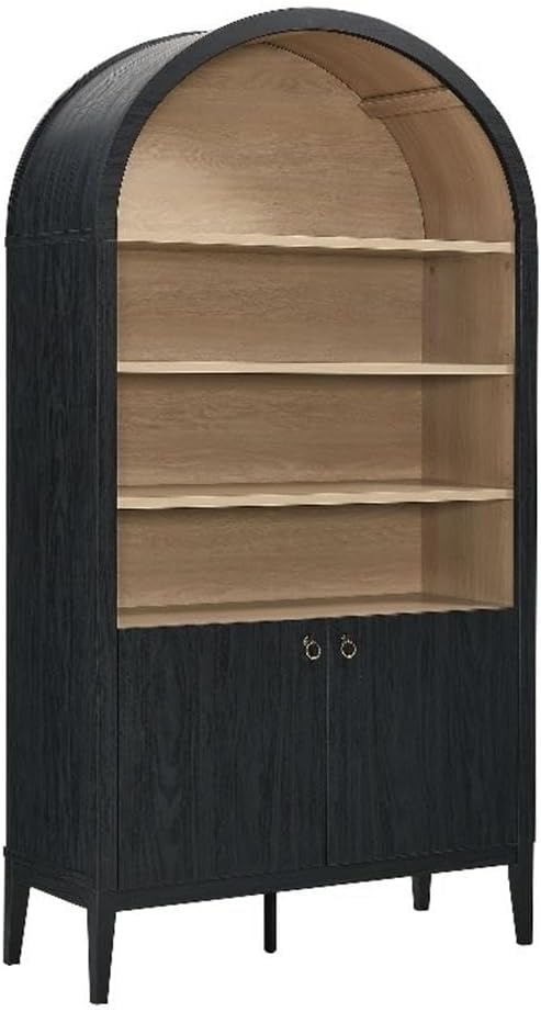Modway Nolan Tall Arched Storage Display Cabinet in Black - 74 Inch Arch Book...