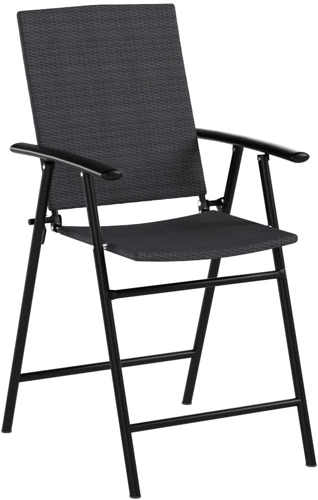 Tangkula 4 Piece Folding Patio Bar Chairs, Lightweight Portable Foldable Spac...