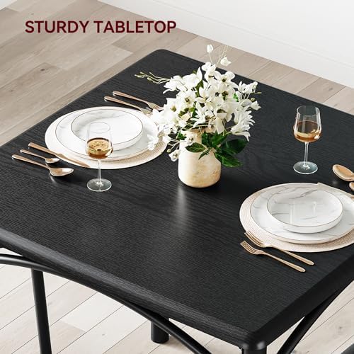 GAOMON Dining Table Set for 2, Kitchen Table and Chairs for 2 with Upholstered Chairs, 3 Piece Dining Room Table Set, Square Kitchen Table Set for Small Space, Apartment, Studio, Rustic Black