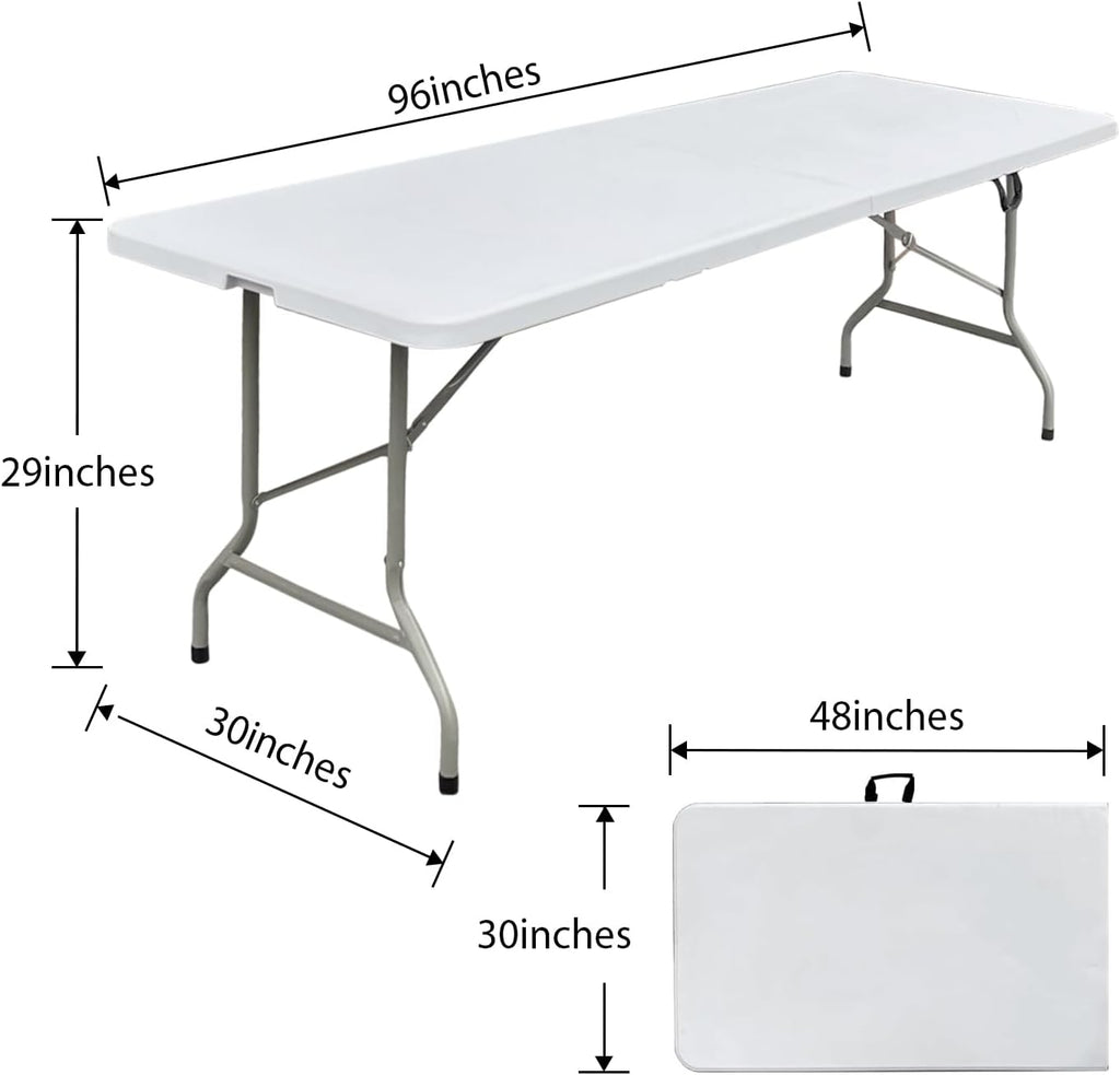 8ft Folding Table Heavy Duty 8 Foot Portable Foldable Table