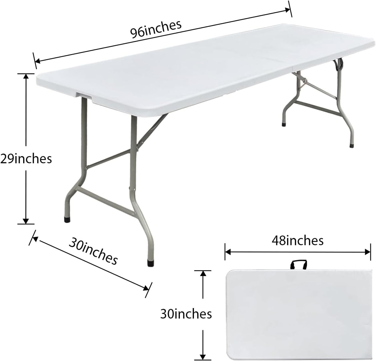 8ft Folding Table Heavy Duty 8 Foot Portable Foldable Table