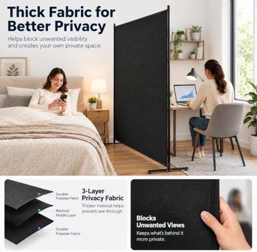 Room Divider, 72x72Inch Large Single Panel Privacy Screen with Thickened Fabr...