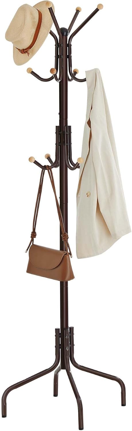 SONGMICS Coat Rack Freestanding, Metal Coat Rack Stand with 12 Hooks and 4 Le...