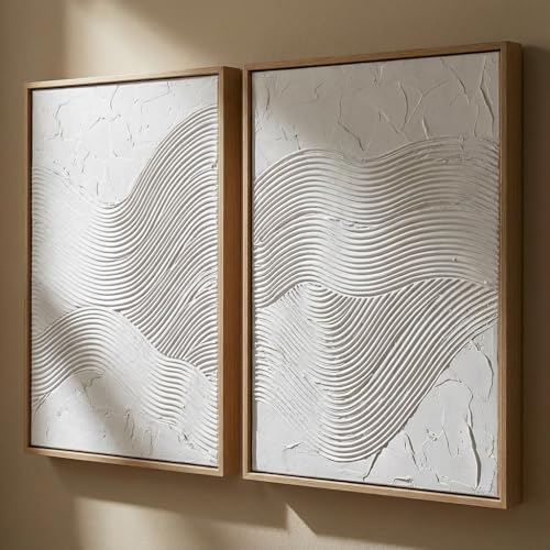 Artiluxy 3D Minimalist Textured Abstract Wall Art Set of 2, Neutral