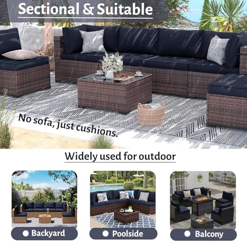 14Pcs Outdoor Sofa Replacement Cushions,Water-Resistant Patio Funiture Sectio...
