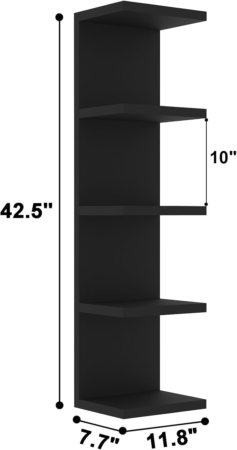 LitaEther 5 Tier Lack Floating Shelf, Black Wall Shelf Unit,Display Shelf