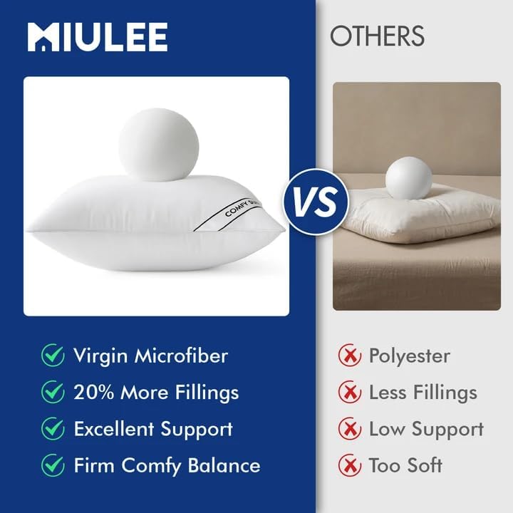 MIULEE 20x20 Pillows Inserts Pack of 4, Down Alternative Virgin Filling